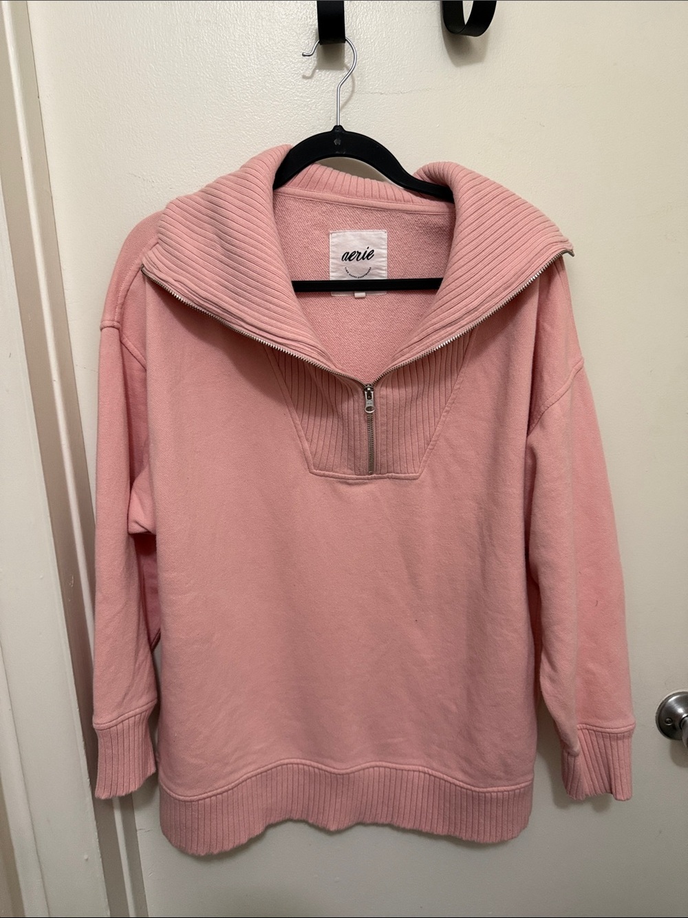 aerie Light Pink Half-Zip Funnel Neck Pullover
